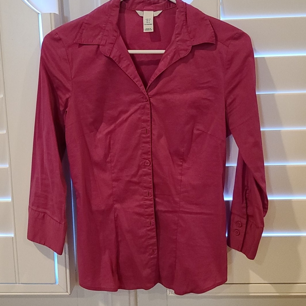 GUC Banana H&M Fitted 3/4 Sleeve Dress Shirt